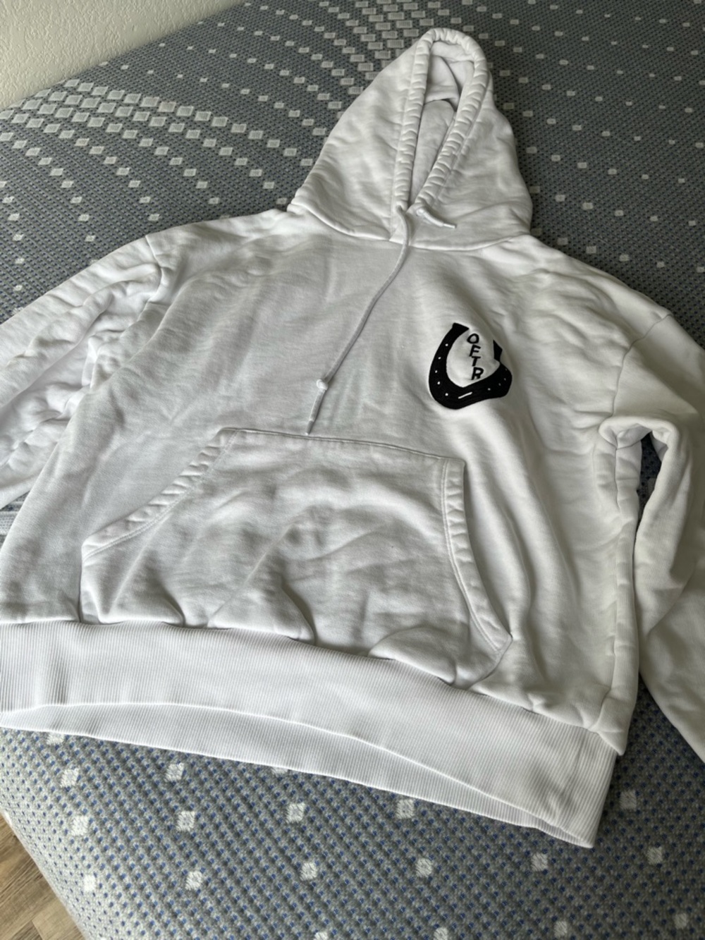 White Hoodie with Black Heart Logo - Women Sweatshirt